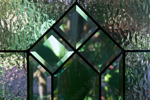 close up of beveled and textured glass