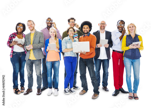 Group Of Multiethnic Group Of People Holding Electronic Devices