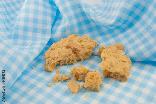 Almond cookie on napkin