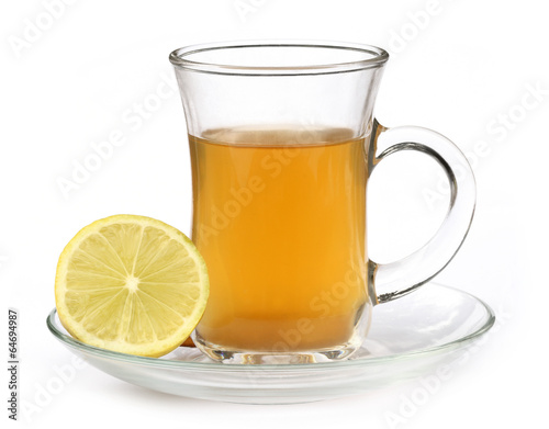 Cup of herbal tea with lemon