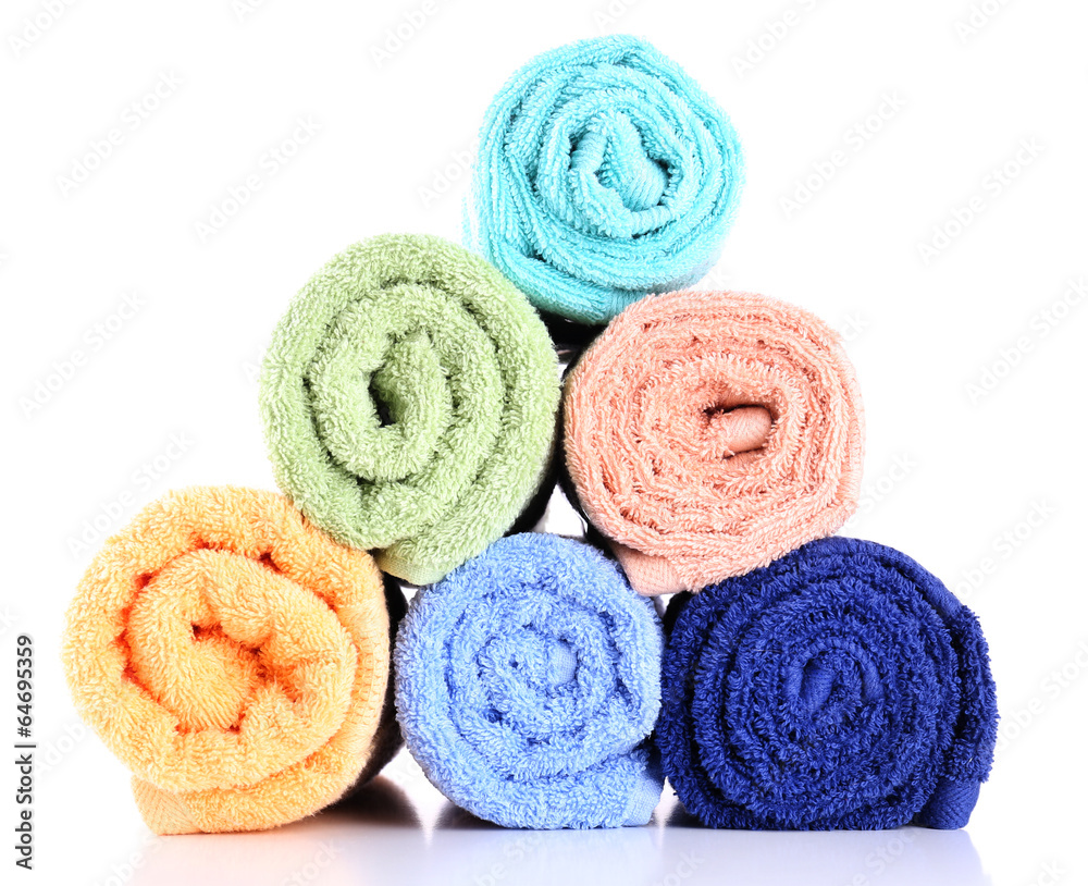 Colorful towels isolated on white