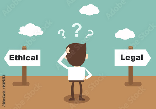 Ethical and Legal - businessman confused Standing at the crossro
