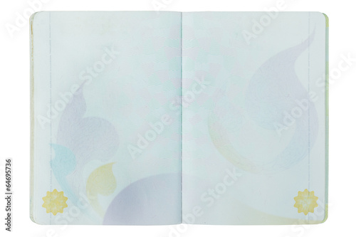 open Thailand blank Passport page on white