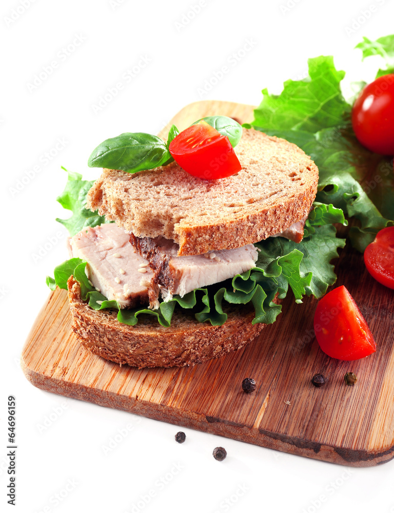 Delicious sandwiches with meet isolated on white Delicious sandwiches with meet isolated on white