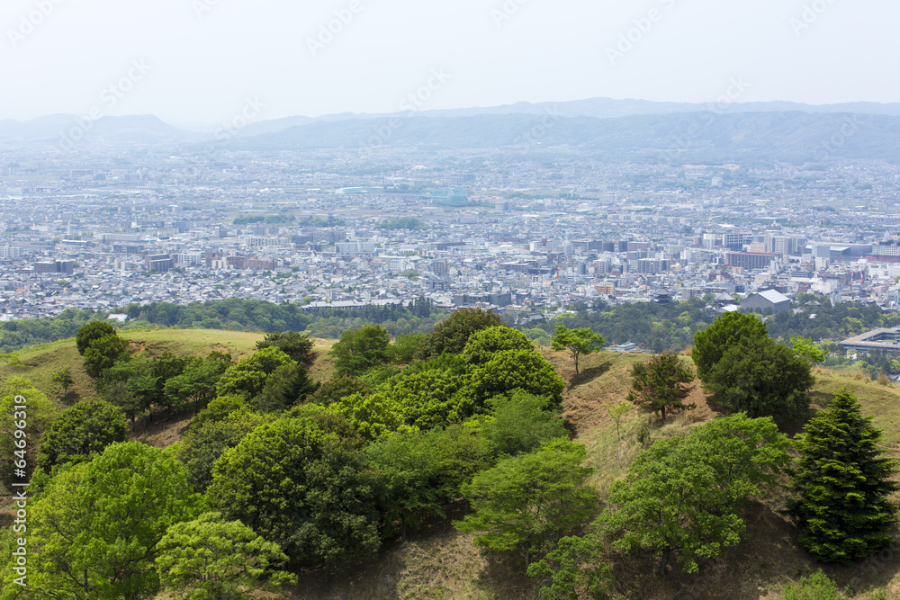 若草山山頂と奈良市街