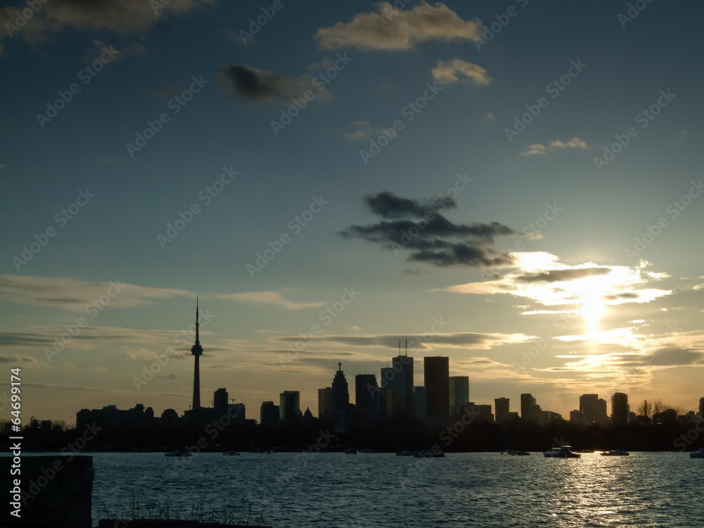 City at the waterfront, CN Tower, Lake Ontario, Toronto, Ontario