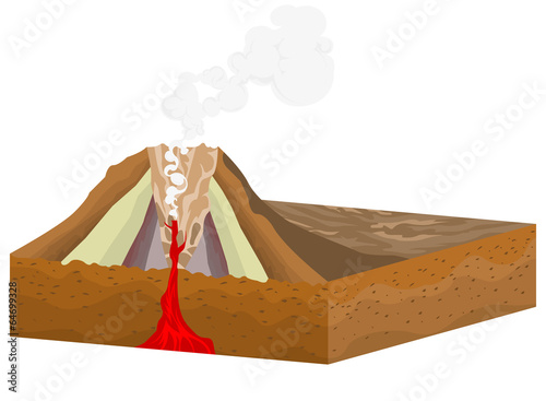Crater volcano on a white background