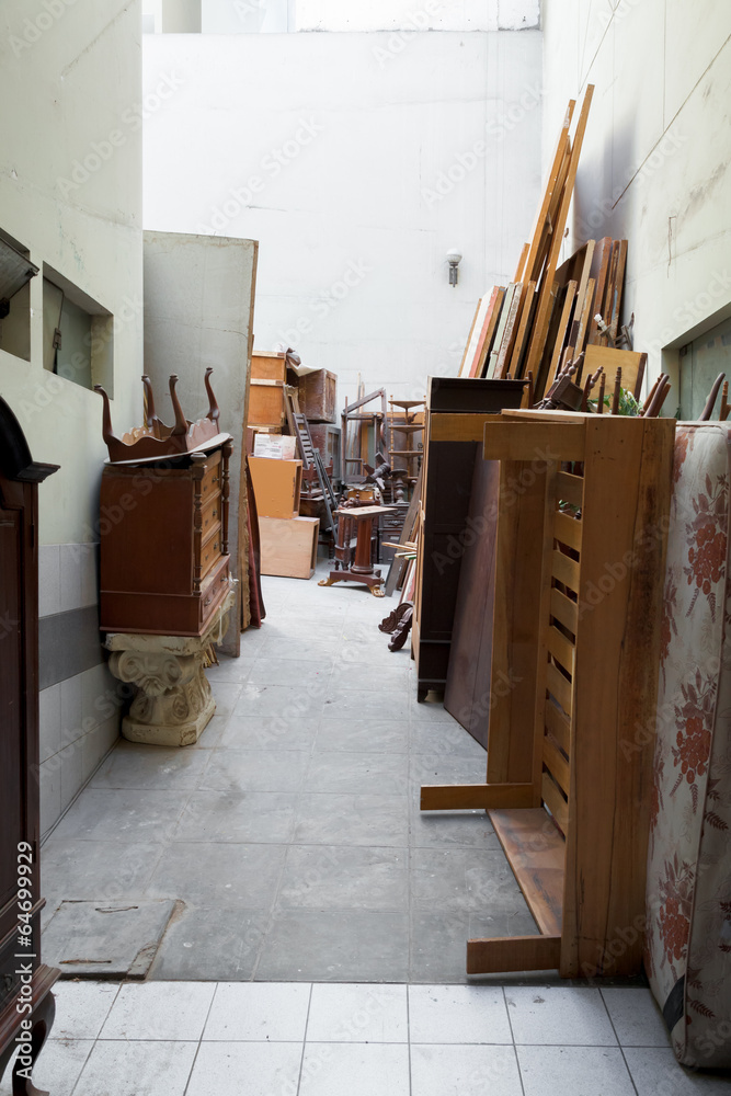 Naklejka premium Old furniture in garage, Peru