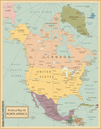 North America -highly detailed map.Layers used