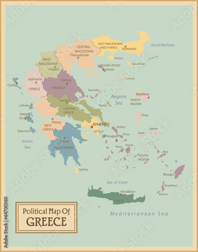 Valokuvatapetti Greece -highly detailed map.Layers used.