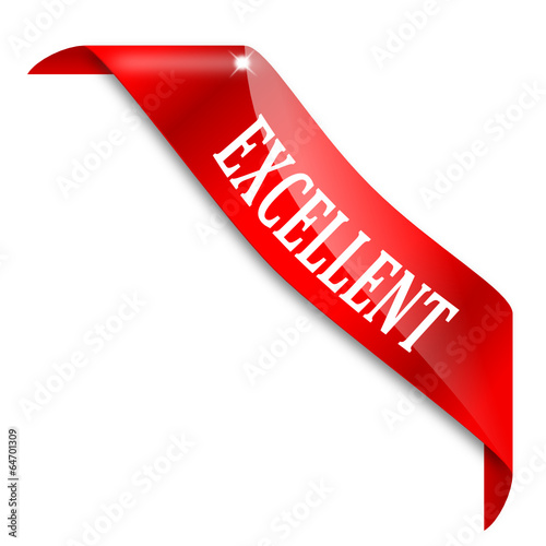 Red narrow corner with the word excellent - vector