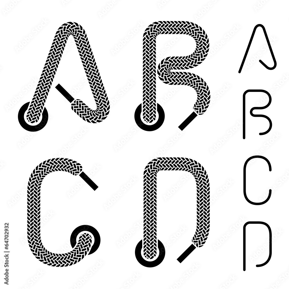 vector shoe lace alphabet letters A B C D Stock Vector | Adobe Stock