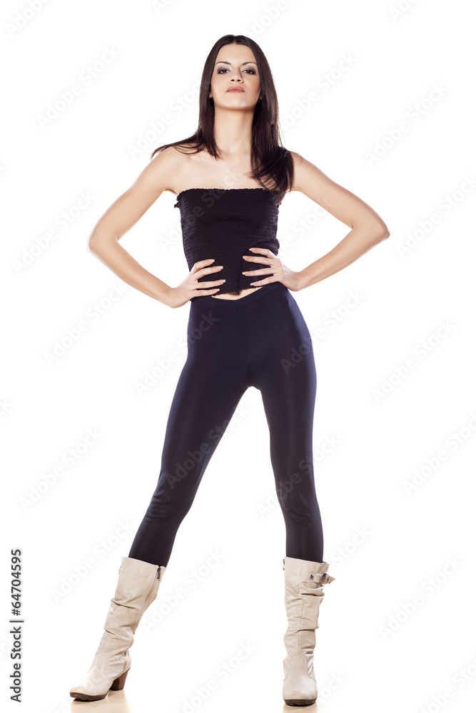 front view of skinny young girl in tights front view of skinny young girl in tights