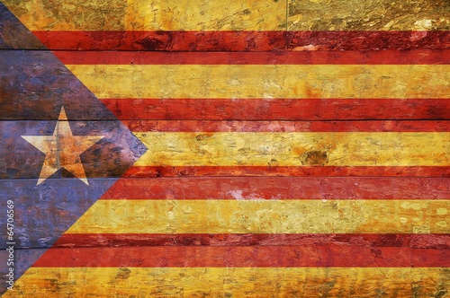 Wooden flag of Catalonia. photo