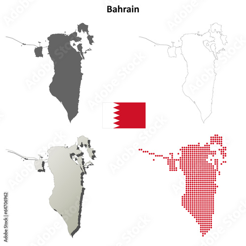 Bahrain blank outline map set