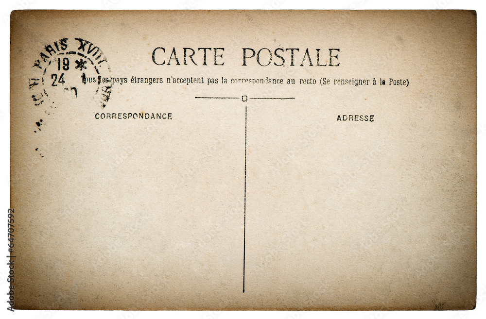 empty antique french postcard from paris empty antique french postcard from paris