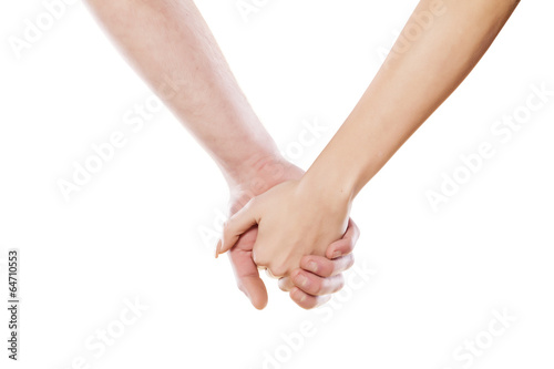 male and female hand holding each other photo