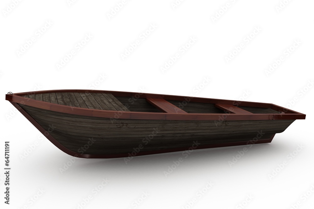 Brown wooden boat with shadow
