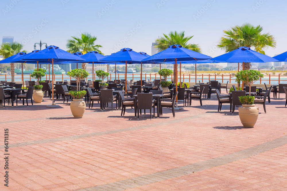 Restaurant at the sea in Abu Dhabi, UAE