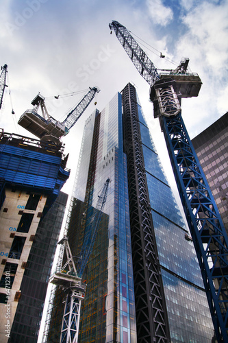 Photography City of London big building site with cranes