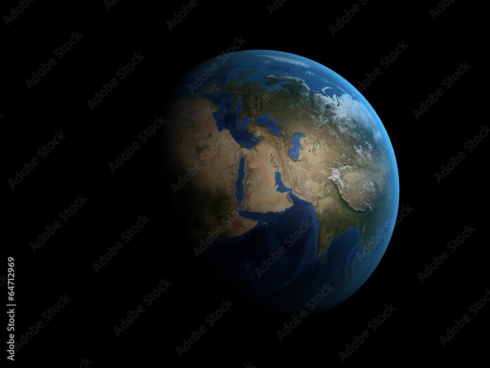 3D render the planet Earth on a black background, high resolutio