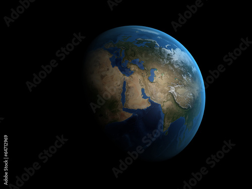 3D render the planet Earth on a black background  high resolutio