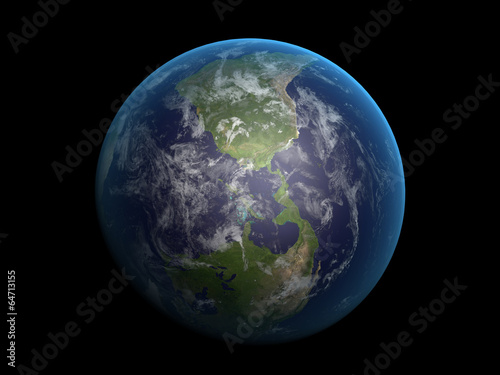 Fototapeta Naklejka Na Ścianę i Meble -  3D Realistic Earth planet on black space background