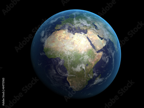 3D render the planet Earth on a black background  high resolutio