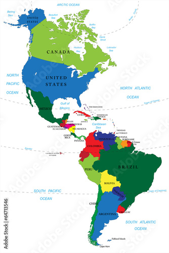 North and South America map