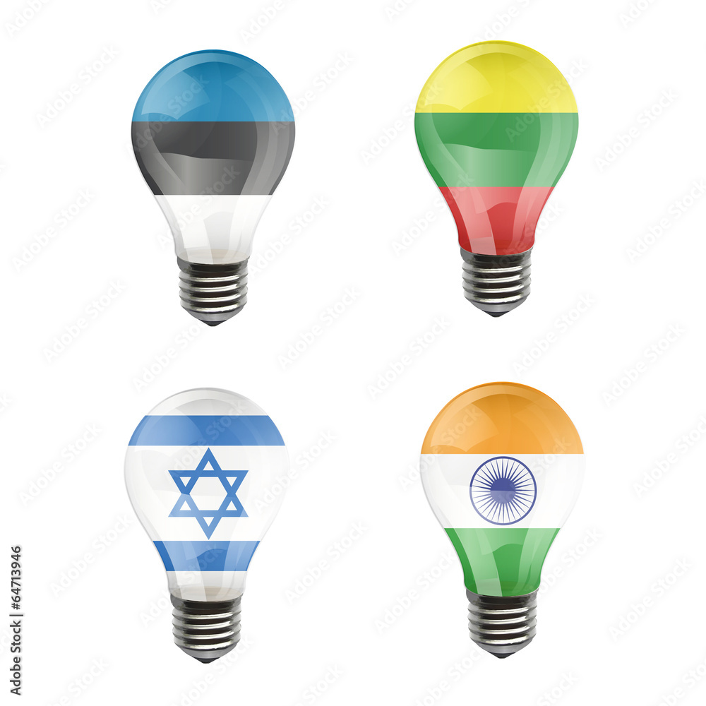 Realistic bulb of Israel, India, Estonia, Lithuania Realistic bulb of Israel, India, Estonia, Lithuania