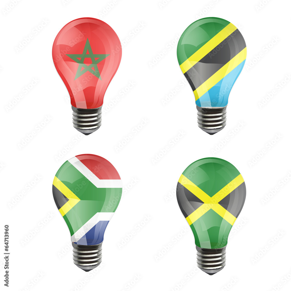 Obraz premium Realistic bulb of Tanzania, Jamaica, South Africa, Morroco