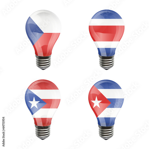 Photography Realistic bulb of Puerto Rico, Cuba, Costa Rica, Czech Republic