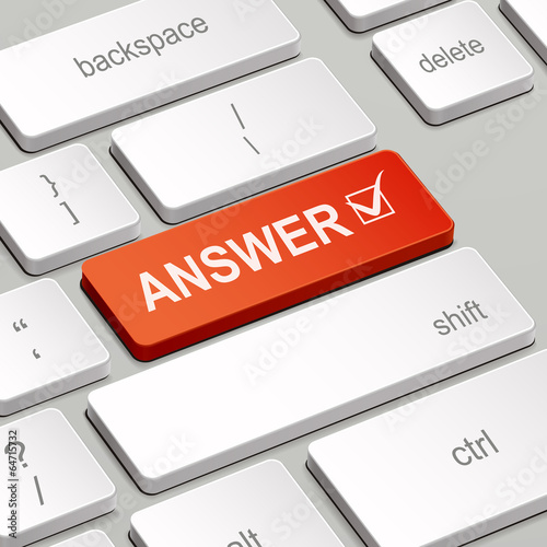 answer concept with computer keyboard