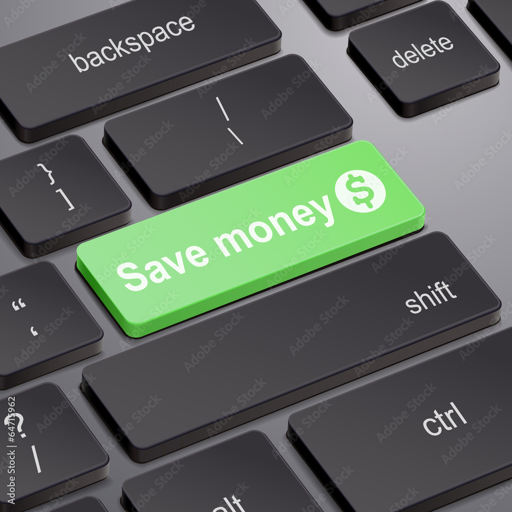 Fototapeta premium save money concept with computer keyboard