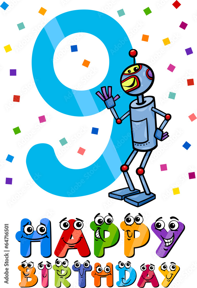 ninth birthday cartoon design ninth birthday cartoon design