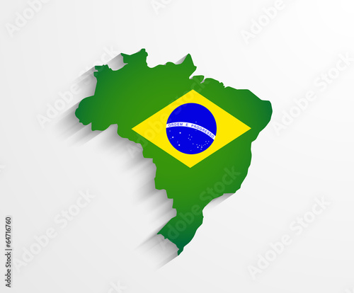 Brazil flag map with shadow effect presentation