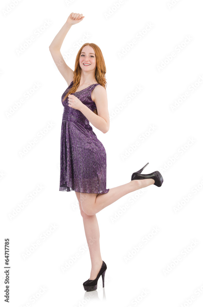 Woman in attractive dress isolated on white Woman in attractive dress isolated on white