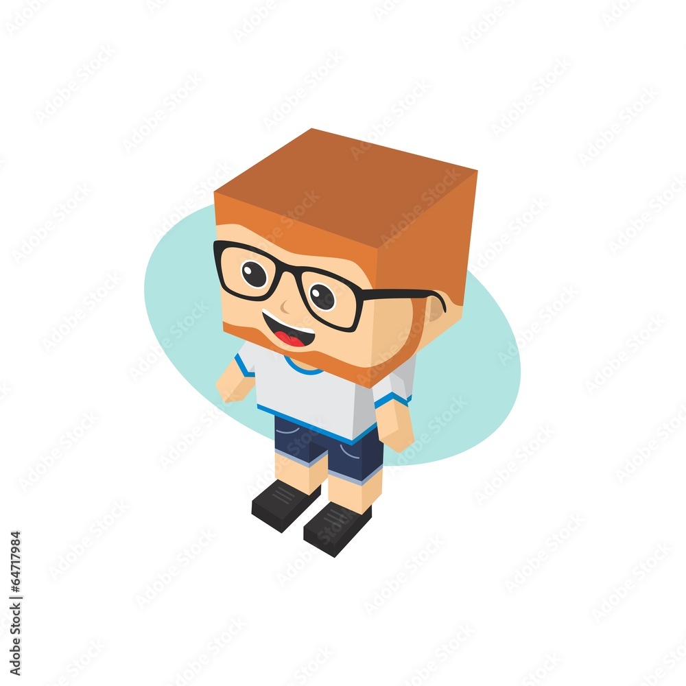 block isometric cartoon character