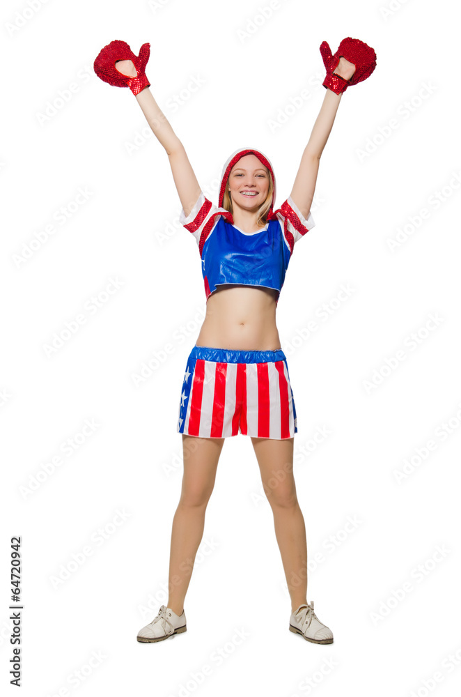 Female boxer isolated on the white background Female boxer isolated on the white background