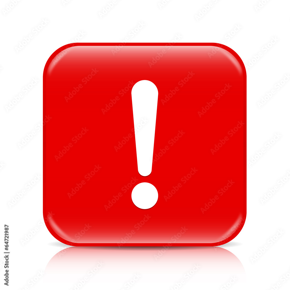 Red exclamation sign, attention button, icon Red exclamation sign, attention button, icon