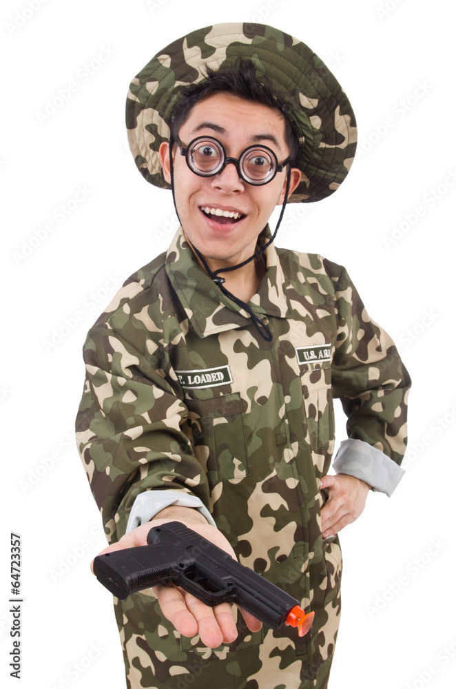 Funny soldier isolated on the white Funny soldier isolated on the white