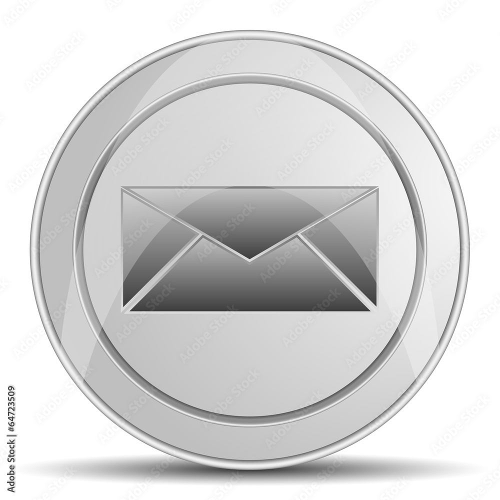 Email shiny metallic coin-like button icon Email shiny metallic coin-like button icon