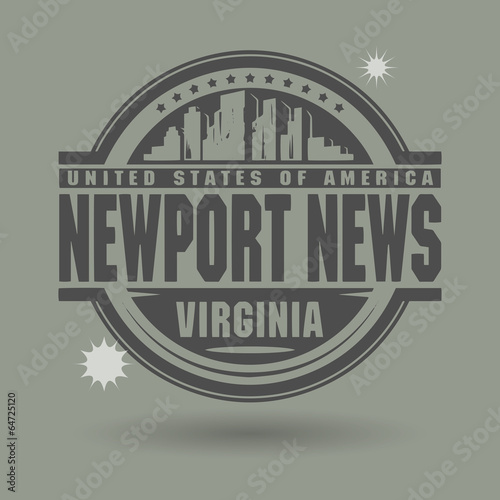 Stamp or label with text Newport News, Virginia inside