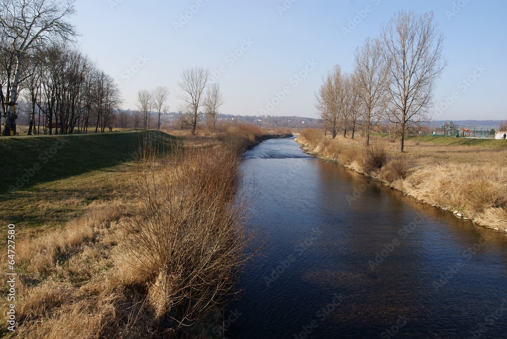 Wisloka river near Jaslo in winter Wisloka river near Jaslo in winter