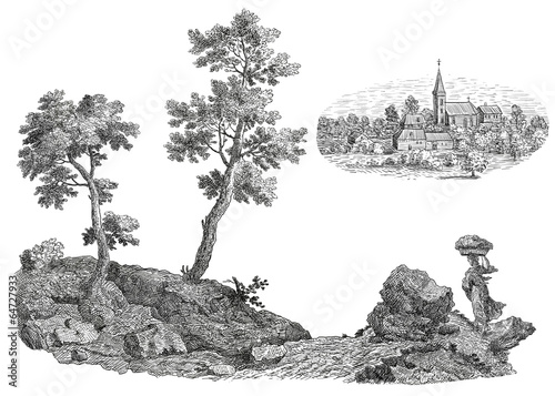 Foto Village illustration