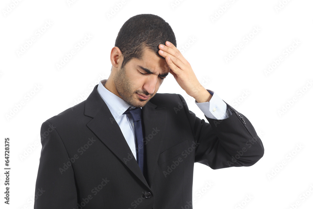 Arab business man worried with headache Arab business man worried with headache