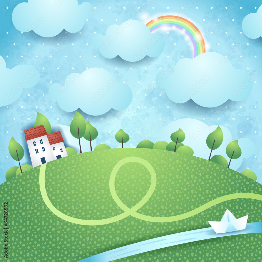 Fantasy landscape with river