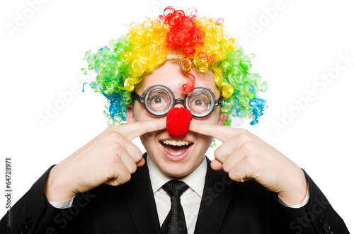 Slika na platnu Clown businessman isolated on white