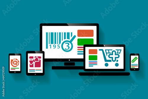 Online shopping web design illustration