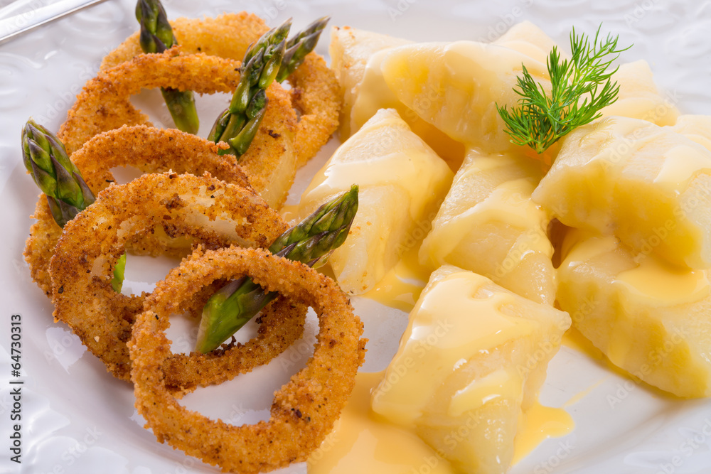 Onion ring white potato dumpling